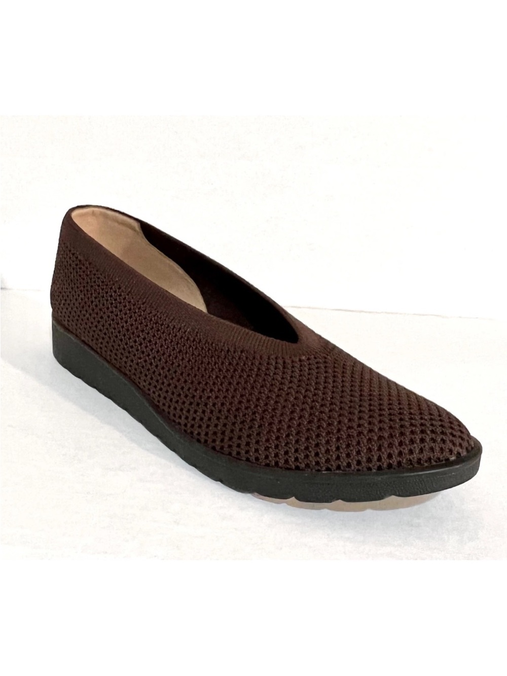 Eileen Fisher Heaven Brown Knit Wedge Slip-On Ballet Flats
